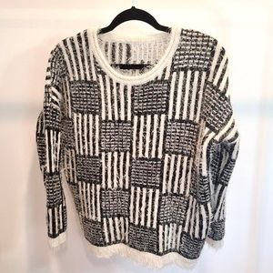 Forever21 Cozy Fuzzy Black & White Sweater—L